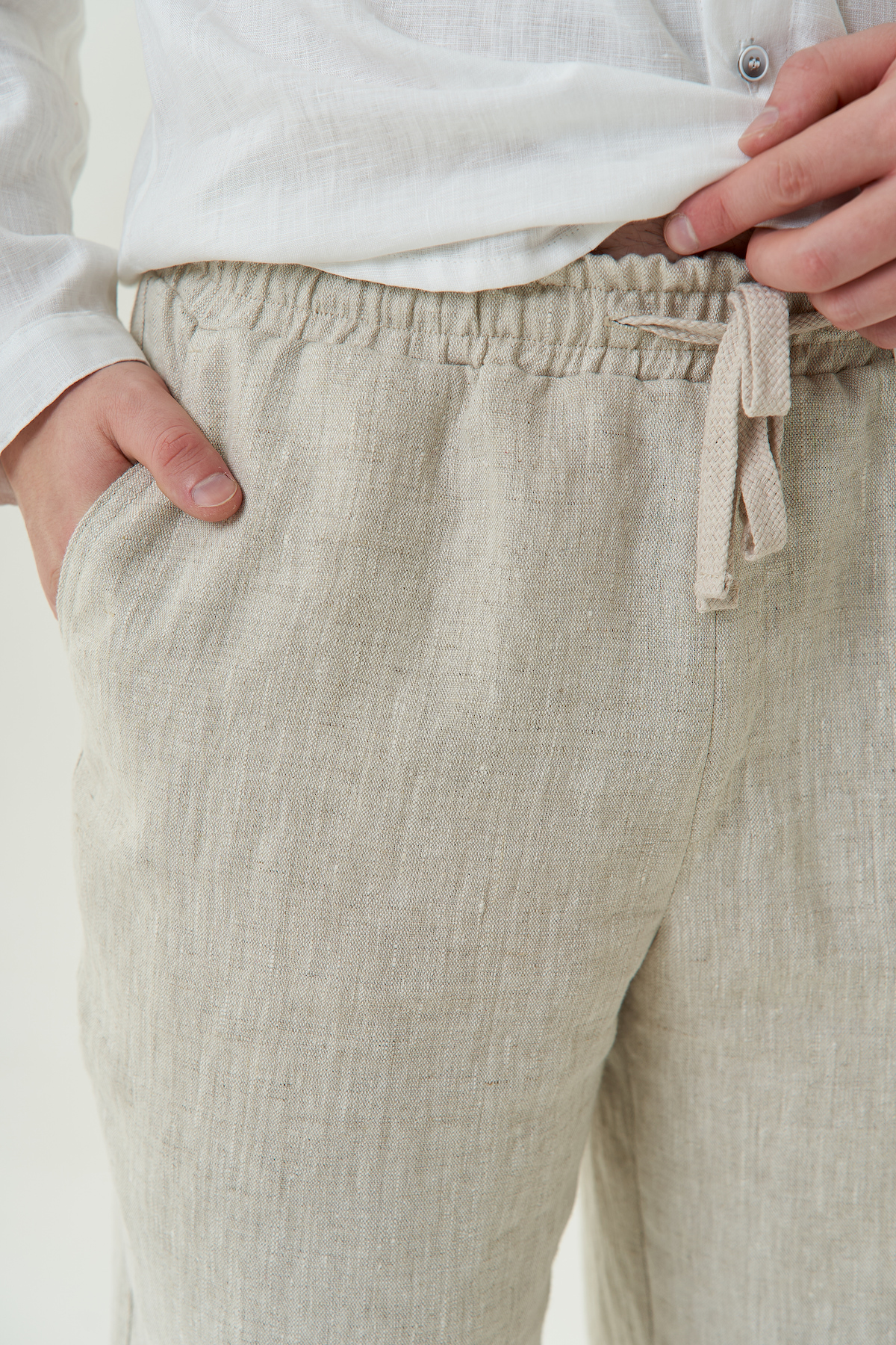 Men's Linen Trousers with Elastic Band